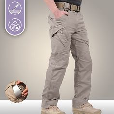 Season:Summer,Spring; Gender:Men's; Activity:Traveling,Climbing,Fishing; Clothing Type:Bottoms; Function:Wear Resistance,Sweat-Wicking,Breathable,Stretchy,Quick Dry,Waterproof,Scratch Resistant,Multi Pockets; Sports Clothing Sub Category:Cargo Pants,Tactical Pants,Hiking Pants Trousers; EU Size:null; Pants Length:null; UK Size:null; US Size:null; Waistline:null; Number of Pockets:9 Pockets Men's Cargo Pants, Outdoor Workout, Mens Work Pants, Cotton Cargo Pants, Black Army, Tactical Pants, Pants Summer, Hiking Pants, Sports Clothing