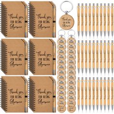 thank you for being awesome note book and keychain gift set with 6 pens