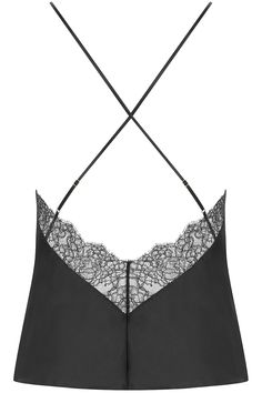 A must-have nightwear piece, the Rendez-Vous cami from Maison Close gives women a chic, glamorous look with deep black silk and delicate eyelash lace. Elegant, graceful and remarkably comfortable, this luxurious piece can be worn as nightwear with the matching shorty or as outerwear styled with the wrap-over skirt.• Designed in France by Maison Close.• Luxury camisole top in deep black.• V neckline.• Open back.• Thin crossed adjustable shoulder straps.• Soft silk.• Non-stretch eyelash lace.• Composition: 100% silk, lace (100% polyester). Glamorous Look, Silk Lace, Lace Camisole, Deep Black, Skirt Design, Black Silk, Nightwear, Shoulder Straps, Must Haves