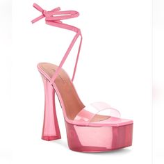 Barbie Pink Amina Sandals Worn Once Like New Comes With Box And Dust Bag. This.Color And Size Is Sold Out Everywhere. Lace Up Platform Sandals, Muaddi Shoes, Pink Platform Sandals, Amina Muaddi Shoes, Glass Heels, Pink Platform, Amina Muaddi, Pink Bubbles, Shoes Pink