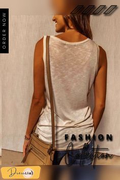 O Neck Sleeveless Tank T-shirt Crop Top Styles, Solid Tank Tops, Chiffon Long Sleeve, Crop Top Shirts, Vest Fashion, Casual Tank Tops, Sleeveless Vest, Vest Top, Trendy Tops