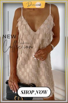 Layered Fringe Trim Slip Mini Dress Fringe Trim, Trim, Mini Dress