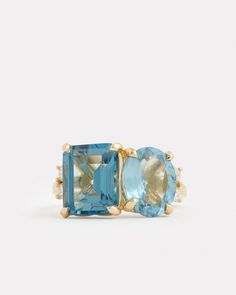 Topaz And Diamond Ring, London Blue Topaz Earrings, Emerald Cut Ring, Wolf Ring, Emerald Cut Rings, Blue Topaz Earrings, Right Hand Rings, Aquamarine Jewelry, Diamond Carat