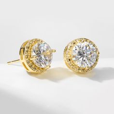 Fashion Element: Round Style: Fashion OL Gold Halo Earrings For Party, Elegant Rose Gold Round Crystal Earrings, Ear Accessories, Small Stud Earrings, Zircon Earrings, Earrings Ear, Small Earrings Studs, Jewelry For Women, Colorful Fashion