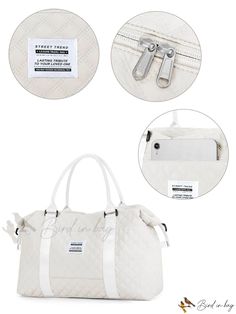 Bird in Bag - Double-Handle Travel Bag with Patch Accent Cream Travel Bag With Adjustable Handle, Handheld Canvas Bag With Adjustable Handle For Travel, Travel Handheld Canvas Bag With Adjustable Handle, White Travel Bags With Handles, White Travel Bag With Zipper Closure For Daily Use, Trendy Canvas Travel Bag With Adjustable Handle, White Duffle Bag With Zipper For Daily Use, Large Capacity White Duffle Bag For On-the-go, White Large Capacity Duffle Bag For On-the-go