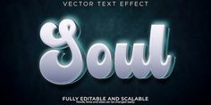 3d text effect that looks like it has the word soul written in white and black