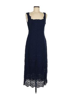 Whistles London Cocktail Dress Size: 8 Blue Dresses - used. 71% COTTON, 29% NYLON, Party, Square, Midi/Calf Length, Sleeveless | Whistles London Cocktail Dress - Party: Blue Dresses - Used - Size 8 Party Lace Dress With Square Neck, Lace Party Dress With Square Neck, Square Neck Lace Party Dress, Lace Square Neck Party Dress, Sleeveless Lace Dinner Dress, Chic Lace Dress With Square Neck For Parties, Chic Square Neck Lace Dress For Party, Summer Party Lace Dress With Square Neck, Formal Blue Square Neck Dress