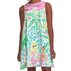 Loose-fit, mid-length sleeveless dress with silky handfeel. Printed on both sides. Machine washable. Size range XS-2XL. Printed A-line Sleeveless Dress For Vacation, A-line Dress For Vacation, Sleeveless Printed Mini Dress For Daywear, A-line Dresses For Vacation, Lilly Pulitzer Patterns, Xmas Dress, New Years Dress, Woven Dress, Lilly Pulitzer Dress