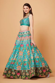 Editor's Note Sea Green Embroidered Blouse With Embroidered SB Signature Lehenga with Velvet Border Paired with Yellow Organza Patch Work Dupatta. Fabric: Dupion, Organza Color: Sea Green Care: Dry Clean Only Disclaimer: Product Color May Slightly Vary Due To Photographic Lighting Sources Or Your Monitor Setting. About the Designer Siddhartha Bansal, label epitomise its design philosophy touring around " Golden bird" nation to present day India, in the wanderlust for rich Craft and Culture prese Patch Work Dupatta, Lehenga Pattern, Sequin Flower, Embroidered Lehenga, Tulle Flowers, Lehenga Blouse, Beaded Neckline, Flower Patch, Organza Dupatta