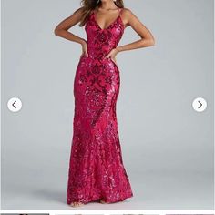 Bought From Windsor! Nothing Wrong With It, I Just Bought 2 Dresses And Ended Up Deciding To Wear The Other One! Bold Prom Dresses, Dark Pink Prom Dress, Magenta Prom Dress, Hot Pink Prom Dresses, Unique Prom Dress, Light Pink Prom Dress, Blue Sparkly Dress, Windsor Dresses Prom, Tulle Skirt Dress