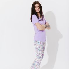 Unleash your inner superhero with our Comic Purple Bamboo Women's Pajama Set! Made from luxurious bamboo fabric, this set is as soft as a cloud and as vibrant as a comic book. Featuring a playful purple design with comic-inspired prints, it's the perfect blend of comfort and fun. Whether you're lounging at home or saving the world in your dreams, this pajama set has got you covered. Upgrade your sleepwear collection today! Stylish and Functional Top: Scoop neck long-sleeve top with elegant snaps Purple Cotton Sleepwear For Relaxation, Casual Purple Sleepwear For Relaxation, Purple Relaxed Fit Loungewear Set, Casual Lavender Cotton Sleepwear, Playful Purple Sleepwear For Pajama Party, Purple Cotton Sleepwear For Loungewear, Purple Short Sleeve Loungewear Sets, Purple Cotton Sleepover Set, Purple Cotton Loungewear Sets