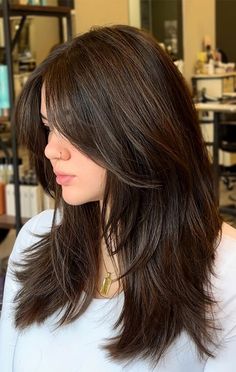 Layered Haircuts For Thick Straight Hair, Long Wolf Cut Straight Hair, Wolf Cut Long Hair Straight Unstyled, Hair Cuts For Straight Hair Women, Haïr Cut For Thick Hair, Best Haircut For Thick Hair, Layer Cut For Long Hair, Cuts For Straight Hair, Straight Medium Length Hair