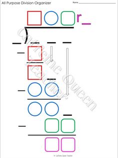 the worksheet for making an air purpose division organizer with numbers and symbols in it