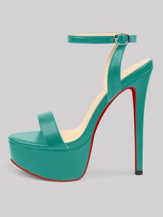 150mm Women's Open Toe Platform Ankle Strap High Heel Matte Sandals Red Bottom Shoes Ankle-high Heels With Red Sole, Synthetic Sandals With Red Sole And Ankle Strap, Synthetic Ankle Strap Sandals With Red Sole, Green High Heel Eva Sandals, Polyurethane Sandals With 4-inch Heel And Round Toe, Ankle Strap Sandals With Heel Strap, Party Sandals With Ankle Strap, Red Sandals With Reinforced Heel, Ankle-high Synthetic Heels With Heel Loop