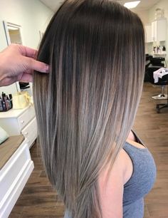 35 Balayage Hair Color Ideas for Brunettes in 2019, The French hair coloring technique: Balayage. These 35 balayage hair color ideas for brunettes in 2019 allow to achieve a more natural and modern eff..., Balayage Highlights To Blend Grey On Brown Hair, Balayage Straight Hair 2023, Unique Bleached Hair Ideas, Dark Brown Hair With Silver Balayage, Balayage Hair Brunette With Blonde, Grey Balayage, Balayage Hair Color Ideas, Gray Balayage