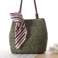 Beaded Scarf, Handwoven Bag, Straw Beach Bag, Buckle Bags, Scarf Material, Rope Bag, Lv Bags, Bag Trends, Women Bag