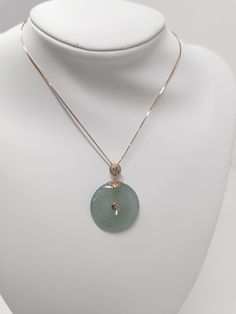 Jadeite Certified Grade A Jade Pendant Necklace, The necklace is a 925 silver necklace Round Stone Pendant, Jade Clavicle Chain Pendant Jewelry, Jade Pendant Necklaces For Crafting, Jade Clavicle Chain With Round Pendant, Elegant Jade Necklace With Large Pendant, Jade Pendant Necklace With Natural Stones, Elegant Jade Necklace Round Shape, Elegant Jade Round Necklace, Elegant Round Jade Necklace