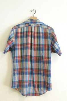 Vintage Plaid Multicolored Short Sleeve Two Pocket Western Button Up Shirt (Sz M) Brand Is Unknown Multicolor Shirt With Button Closure For Work, Multicolor Button Closure Shirt For Work, Multicolor Work Shirt With Button Closure, Multicolor Button-up Shirt With Pockets, Multicolor Shirt With Spread Collar And Buttons, Multicolor Button-up Shirt For Work, Multicolor Buttoned Shirt For Work, Multicolor Spread Collar Shirt With Buttons, Multicolor Button-up Shirt With Button Closure