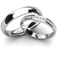 two white gold wedding rings with diamonds