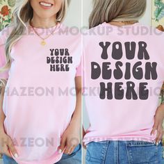 This Comfort Colors Front And Back Mockup 1717 Blossom Shirt Mockup is the perfect way to showcase your designs! This item is a digital file, no physical item will be shipped. ❁ WHAT'S INCLUDED ❁ * 1 JPG file (Please note, you do not receive the individual front and back images, just the front and back combo image as shown in the listing image. If you are looking for the option with individuals please visit my shop!) * Image size: 2700 x 2700 px, 72 DPI * Your image will come without watermarks Customizable Casual Pink Shirt, Casual Customizable Pink Shirt, Pink Crew Neck T-shirt With Print, Pink Casual T-shirt With Graphic, Casual Pink Printed T-shirt, Pink Relaxed Fit Shirt With Custom Print, Customizable Pink Top For Spring, Spring Pink Top, Customizable Short Sleeve Spring Tops