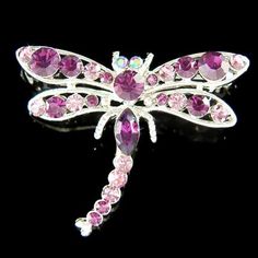 "PERFECT GIFT FOR LADIES This sparkling DRAGONFLY Brooch with Swarovski crystals measuring 1 9/16\" wide X 1 1/4\" high (40mm X 32mm). Crystal Color: Amethyst, Amethyst AB, Light Amethyst Great piece for your collection! Prices are in US$. For shipping policies and other important information, click on \"profile\" on the right. See an item that you like but has already been sold? Contact me to see if I have more! Thank you for stopping by Kashuen Collectibles!" Purple Rhinestones Brooch As A Gift, Purple Rhinestone Brooches As A Gift, Purple Rhinestone Brooches For Gifts, Purple Rhinestone Brooches As Gifts, Pink Crystal Brooches As Gift, Christmas Best Friend, 90 Birthday, Purple Dragonfly, Dragonfly Pin