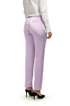 Lavender, I really lilac you. Tuxedo Pants For Women, Tuxedo Women Suits, Tuxedo Women, Slim Fit Tuxedo, Black Tux, Tuxedo Pants, Black Tie Affair, Tuxedo Suit, Tuxedo Jacket