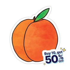 an orange sticker with the words buy 10 get 50 % off