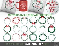 Christmas Wreath Svg, Christmas Wreath Designs, Wreath Clipart, Wreath Svg, Holly Wreath, O Holy Night, Holly Berry, Adobe Suite, Rustic Signs