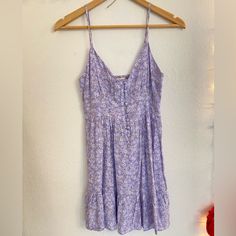 Never Been Worn (Was Too Small), Never Been Washed, Has Basically Just Hung In My Closet For A Year Purple Floral Print Sundress For Spring, Spring Purple Floral Print Sundress, Spring Floral Print Purple Sundress, Purple Floral Print Summer Sundress, Lavender Floral Print Cotton Dress, Lavender Cotton Dress With Floral Print, Purple Casual Sundress For Spring, Casual Purple Sundress For Spring, Lavender Cotton Mini Dress For Summer