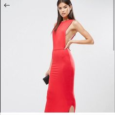 Asos Tall, Women's Size 10, Red Maxi Dress With Side Cutouts. Nwt Red Backless Midi Dress, Red Backless Midi Dress For Formal Occasions, Summer Sleeveless Maxi Dress For Red Carpet, Sleeveless Maxi Dress For Spring Red Carpet, Sleeveless Spring Maxi Dress For Red Carpet, Sleeveless Maxi Dress For Red Carpet In Spring, Sleeveless Maxi Dress For Red Carpet Spring Event, Red Backless Midi Dress For Night Out, Spring Red Backless Bodycon Dress