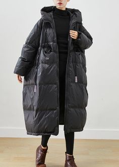 French Black Oversized Drawstring Duck Down Jacket In WinterFabric: Duck Down FilledSize & Fit: Fit: This garment fits true to size.Length: Size 5XL measures 38.22"from shoulder to hemBust: Great for any cup size. Waist: Loose Fit. Comfortable room throughout midsection.Hip: Loose Fit - room for hips. Hand Wash Cold. Summer Linen Shirt, Duck Down Jacket, Linen Tank, Summer Linen, Comfortable Room, Black Khakis, Duck Down, Cup Size, Nike Outfits