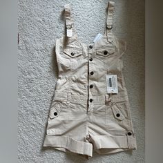 Nwt Guess Jeans Women’s Khaki Overall Short Size Xs Excellent Condition. Smoke And Pet Free Home. Summer Utility Jumpsuits And Rompers, Khaki Utility Jumpsuits And Rompers For Summer, Fitted Beige Overalls For Spring, Khaki Jumpsuits And Rompers With Pockets, Casual Beige High Waist Jumpsuit, Guess Jeans Women, Military Style Khaki Jumpsuit, The North Face Pants, North Face Pants