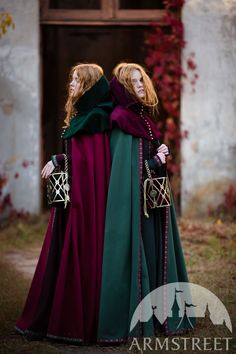 Wool Cloak “Key Keeper” with Trim and Velvet Accents. Available in: bottle green wool, red wine wool :: by medieval store ArmStreet Elven Style Cape For Medieval Festivals, Elven Style Cape For Medieval Festivals And Costume Events, Elven Cape For Medieval Festivals, Elven Cape For Medieval Festivals And Costume Events, Medieval Long Sleeve Cape For Larp, Fall Medieval Dress For Cosplay, Medieval Cape For Fall Larp Events, Medieval Style Cape For Larp In Fall, Medieval Cape For Larp In Fall