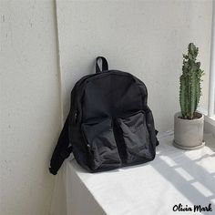 Olivia Mark - Spring and summer bags computer shoulder bag fashion female students backpack large capacity female shoulder bag Large Capacity Backpack For School In Summer, Large Capacity School Backpack For Summer, Large Capacity Summer Backpack Shoulder Bag, Summer Large Capacity Shoulder Backpack, Trendy Black Backpack For Summer, Trendy Summer Black Backpack, Trendy Black Summer Backpack, Korean Bag, Canvas Backpack Men