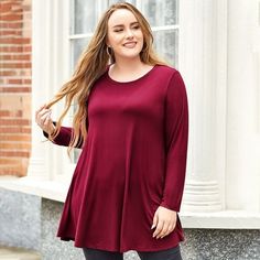 Product Details: Gentle Touching Plus Size Women's Tops - Larace women long sleeve shirts, made of skin-friendly rayon fabric, soft, lightweight, and stretchy fabric offer gentle touching. No see-through, no shrinking, no pilling, and no fading Women's Long Sleeve Tops - Long sleeve plus size tops for women, the basic crew neck style for daily wear and maternity shirt, any casual/working occasion or maternity. Plus size tunics for women fit Spring, Fall and as a basic layering top in Winter. Size Chart Reference: Small/ US 4-6, Medium/US 8-10, Large/US 12-14, X-Large/US 16-18, 2X-Large/US 20-22, 3X-Large/US 24, 4X-Large/US 26, 5X-Large/US 28, 6X-Large/US 30,Model wearing size:1X US Size Reference: Note1: Please check the size chart above before ordering. Note2: Please allow 0.5-1 inch erro Red Long Sleeve Top, Red Fall Tunic Top, Red Long Sleeve Solid Color Top, Casual Long Sleeve Burgundy Blouse, Casual Red Long Sleeve Poncho, Casual Red Long Sleeve Tunic, Red Long-sleeve Peasant Top For Spring, Fitted Tunic Tops, Red Long Sleeve Cotton Flannel Shirt