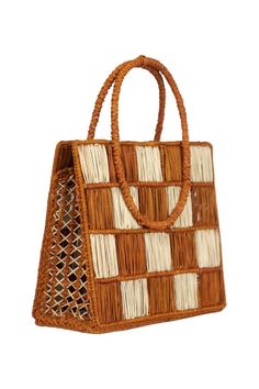 Well-crafted and glamorous, this checkered inspired bag is the perfect day to night accessory. A departure from the vibrant hues, this bag is proposed in neutral color combinations. This is a classic style perfect for summer in the city. Brown Square Straw Bag With Detachable Handle, Summer Woven Leather Square Bag, Chic Multicolor Handwoven Bag, Chic Handwoven Multicolor Bag, Chic Rectangular Natural Box Bag, Chic Natural Color Rectangular Box Bag, Chic Natural Rectangular Box Bag, Beige Square Woven Leather Bag, Trendy Woven Rectangular Satchel