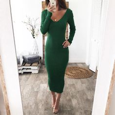 FREE SHIPPING Knitted Sweater Bodycon Dress Winter Midi Dresses Long Bodycon Dress Outfit, Ribbed Dress Outfit, Elegant Backless Dress, Knitted Dress Outfit, Body Con Dress Outfit, Fall Chic, Bodycon Sweater, Long Knit Sweater, Bodycon Sweater Dress