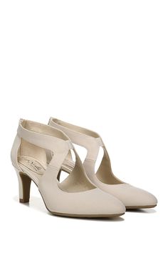 Set on a walkable heel, this almond-toe pump is fashioned with cutout details and a cushioned footbed for desk-to-dinner comfort. 2 1/2" heel Textile upper/synthetic lining and sole Imported Cream Closed Toe Block Heels With 4-inch Heel, Beige 4-inch Block Heel Shoes, Cream Block Heels With 4-inch Pointed Toe, Beige Slingback Pumps With Ankle Strap And 4-inch Heel, Cream Synthetic Heels With 4-inch Heel, Nordstrom Rack, Nordstrom Store, Almond, Nordstrom