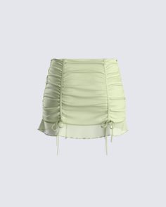 Add some playful charm to your closet 😏 This earthy, olive mesh ruched mini skirt is crafted with a mid-rise silhouette and two drawstrings on the front and back for a flattering and adjustable fit 💚 Mesh Skirt Short, Summer Ruched Mini Skort, Ruched Mini Skort For Summer, Summer Mini Skort With Ruched Details, Ruched Summer Skort, Short Length, Ruched Short Length Skort For Summer, Ruched Short Length Summer Skort, Casual Ruched Tiered Mini Skirt, Summer Mini Skort With Drawstring