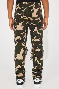 Available In Camouflage. Skinny Jean Camo Distressed Detailing Button Closure Model Wears Size 10 98%COTTON, 2%SPANDEX Imported | Mini Cadet Liam Camo Jeans in Camouflage size 5 by Fashion Nova Casual Ripped Camouflage Bottoms, Military Camouflage Bottoms With Belt Loops, Military Camouflage Bottoms For Streetwear, Military-style Camouflage Cargo Jeans With Side Pockets, Camouflage Fashion, Military Camouflage Cargo Jeans, Camo Jeans, Men Jeans Pants, Military Camouflage Hunting Pants