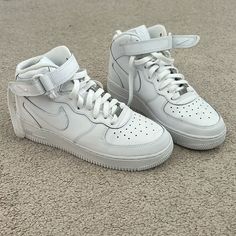 Boys Size 6.5, Women’s Size 8.5. Worn Once For Maybe An Hour. Honestly Brand New, But Collected Some Dust High Top Air Forces, Nike Air Force Mid, High Top Air Force, Nike High Top, Air Force Shoes, Nike Air Force 1 High, Nike High Tops, Nike High, Air Force 1 High