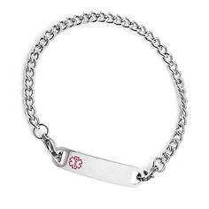 Stainless Steel Link Medical ID Bracelet Medical Alert Symbol, Bracelet Displays, Medical Alert Jewelry, Medical Id Bracelets, Body Hacks, Medical Alert, Id Bracelets, Wallet Card, Card Wallet