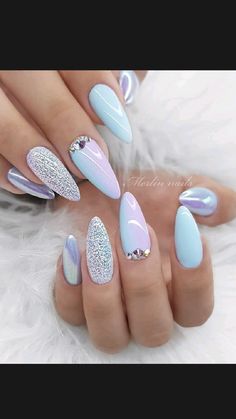 Simple Spring Nails, Tropical Nails, Cute Spring Nails, Mermaid Nails, Pretty Nail Art Designs, Almond Nails Designs, Wedding Nails Design, Spring Nail Art, Beautiful Nail Designs