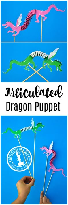 STEM and pretend play come together with kids making this articulated dragon puppet craft. Very simple to make with the free printable template! Puppet Craft, Paper Dragon, Puppet Crafts, Dragon Puppet, Camping Crafts, Childrens Crafts, Craft Activities For Kids, Art Activities