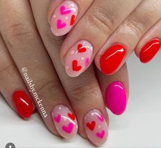 Cute February Nails Xoxo, Valentine’s Day Nail Ideas For Short Nails, Cute Valentine’s Day Nails Simple, Short Valentines Nails Pink, Valentines Day Nails Round, Vday Nails Short, Pink And Red Valentine Nails, Cute Valentine’s Day Nails, Valentine’s Nails