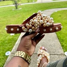 Jones Malone | Shoes | Jones Malone Pearl Slide | Poshmark Heels That Go With Everything, Expensive Gifts For Women Luxury, Tiktok Selfie, Bedazzled Shoes, Lux Fashion, Beaded Shoes, Hype Shoes, Girly Shoes, Walk This Way