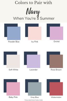 the color chart for many different shades of pink, blue and purple with text that reads colors