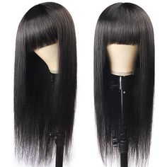 Wigs with bangs are great for an effortless slay. You don't have to spend time fixing your hairline, just apply and go. Meetu hair offer 8-26inch natural color machine made wigs,150% debsity virgin human hair wigs,human hair wigs with bangs,affordable human hair bang wigs. Wigs Collection, Human Hair Wigs With Bangs, Remy Wigs, Peruvian Straight Hair, Brazilian Straight Human Hair, Wigs Straight, Virgin Hair Wigs, Curly Hair Wig, 100 Human Hair Wigs