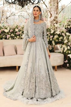 Ice Blue Lehenga Pishwas Pakistani Wedding Dresses Banarsi Lehenga, Pakistani Bridal Lehenga, Pakistani Brides, Nikah Outfit, Baju Kahwin, Pakistani Bridal Dress, Pengantin India, Walima Dress, Wedding Couture