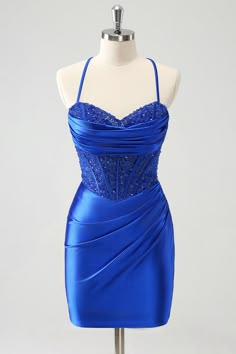 Dress Hoco Short, Hoco Dress Royal Blue, Short Formal Dresses Blue, Fancy Dresses Short Tight, Fancy Homecoming Dresses, Winter Formal Dresses Blue, Sweetheart Neckline Bodycon Dress For Homecoming, Fitted Evening Dress For Homecoming Party Season, Fitted Evening Dress For Homecoming